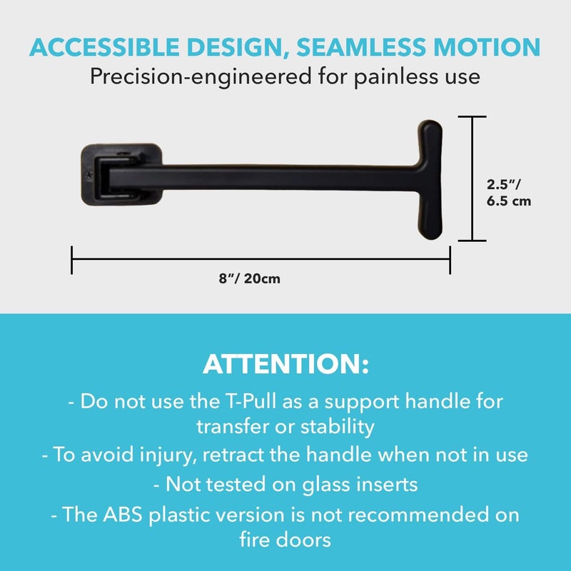 T-PULL Manual Door Closer for Wheelchair Users - Canadian Made Accessibility Aid - Swivel Design for Interior/Exterior Doors (Black ABS) - Image 3